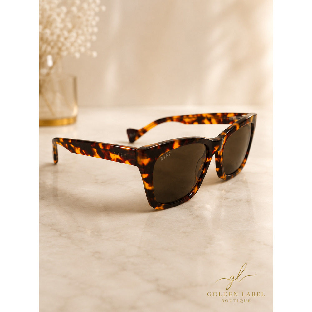 DIFF Dean Polarized Sunglasses Square Acetate Frame NIB Box Case Cloth